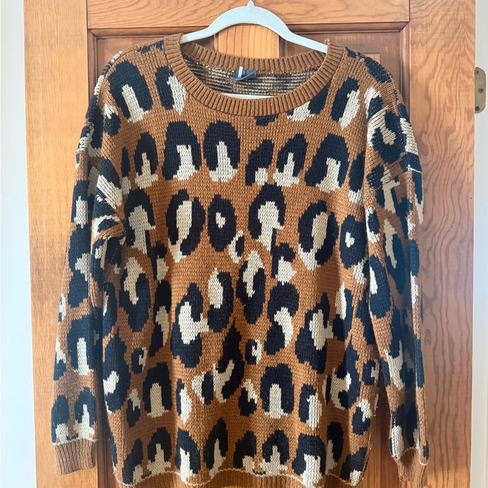 Sparkle & Fade Animal Print Sweater - Brown and Black Vintage early 2000s